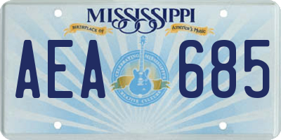 MS license plate AEA685
