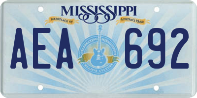 MS license plate AEA692