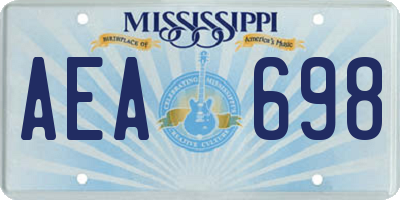 MS license plate AEA698