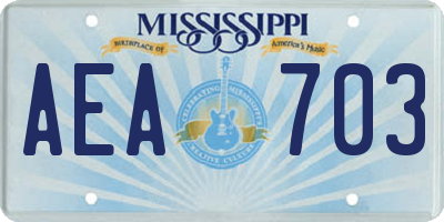 MS license plate AEA703