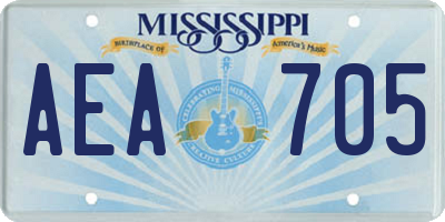 MS license plate AEA705