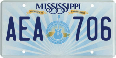 MS license plate AEA706