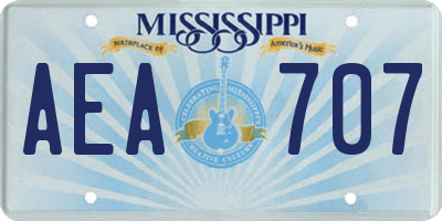 MS license plate AEA707