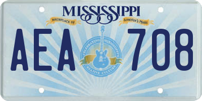 MS license plate AEA708
