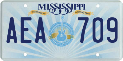 MS license plate AEA709