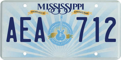 MS license plate AEA712