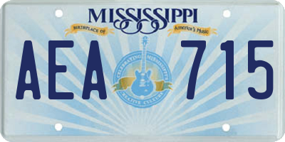 MS license plate AEA715