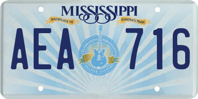 MS license plate AEA716
