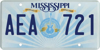 MS license plate AEA721