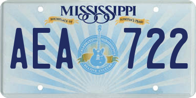 MS license plate AEA722