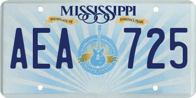 MS license plate AEA725