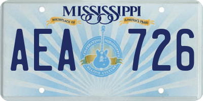 MS license plate AEA726
