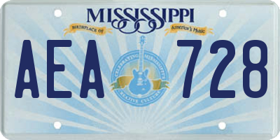 MS license plate AEA728