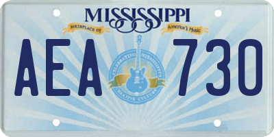 MS license plate AEA730