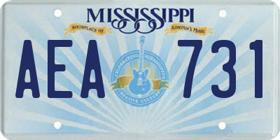 MS license plate AEA731