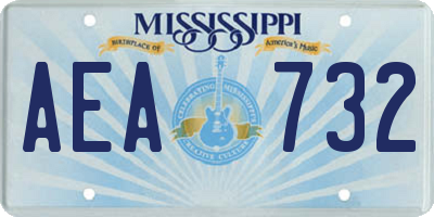 MS license plate AEA732
