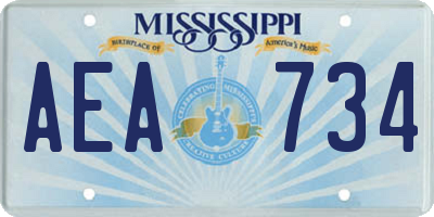 MS license plate AEA734