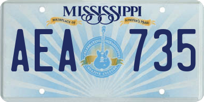 MS license plate AEA735