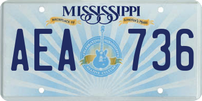 MS license plate AEA736