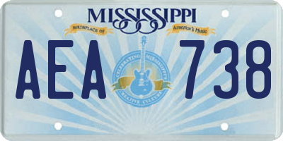 MS license plate AEA738