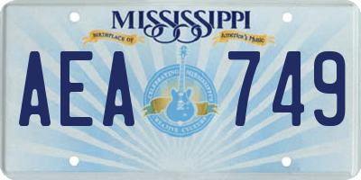 MS license plate AEA749