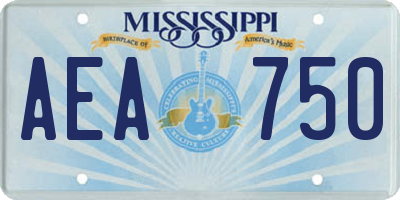 MS license plate AEA750