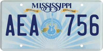 MS license plate AEA756