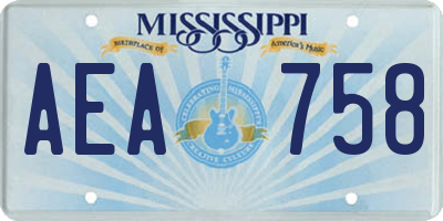 MS license plate AEA758