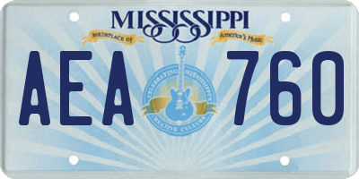 MS license plate AEA760