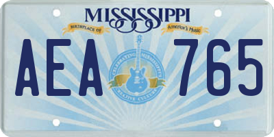 MS license plate AEA765