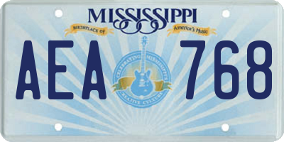 MS license plate AEA768