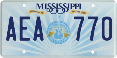 MS license plate AEA770