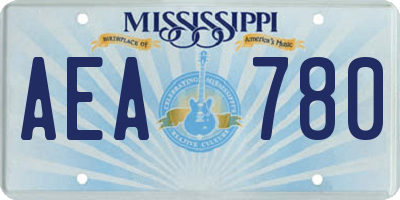 MS license plate AEA780
