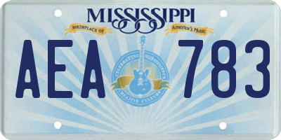 MS license plate AEA783