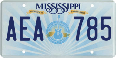 MS license plate AEA785