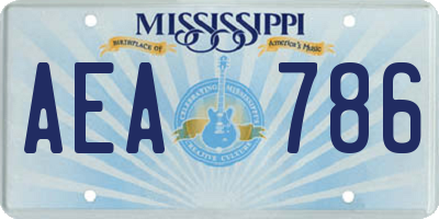 MS license plate AEA786