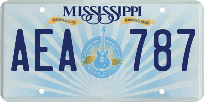 MS license plate AEA787