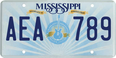 MS license plate AEA789