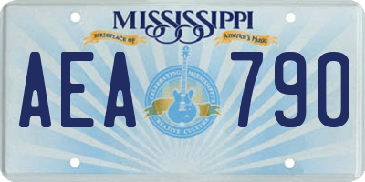 MS license plate AEA790