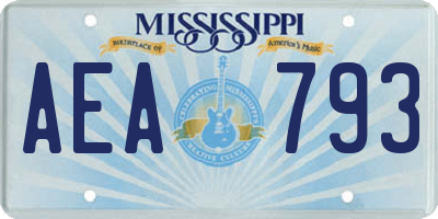 MS license plate AEA793