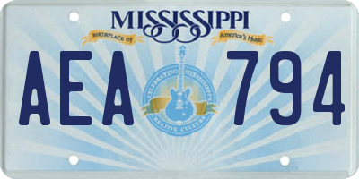 MS license plate AEA794