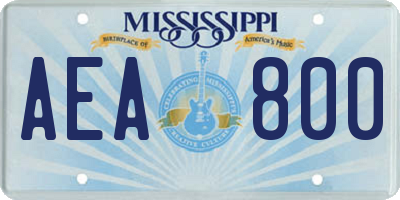 MS license plate AEA800