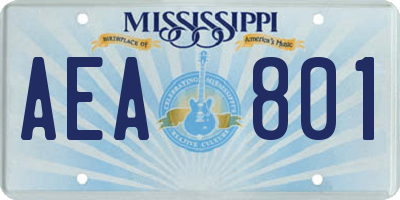 MS license plate AEA801