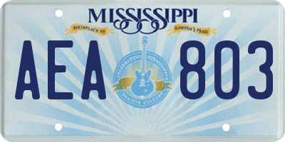 MS license plate AEA803