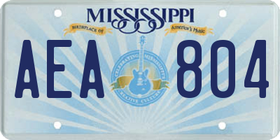 MS license plate AEA804