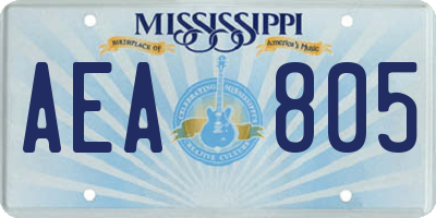 MS license plate AEA805