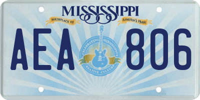 MS license plate AEA806