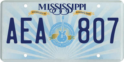 MS license plate AEA807