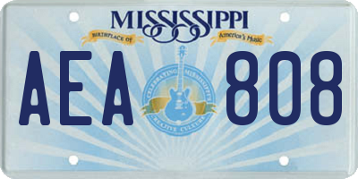 MS license plate AEA808