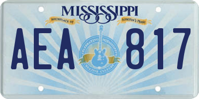 MS license plate AEA817